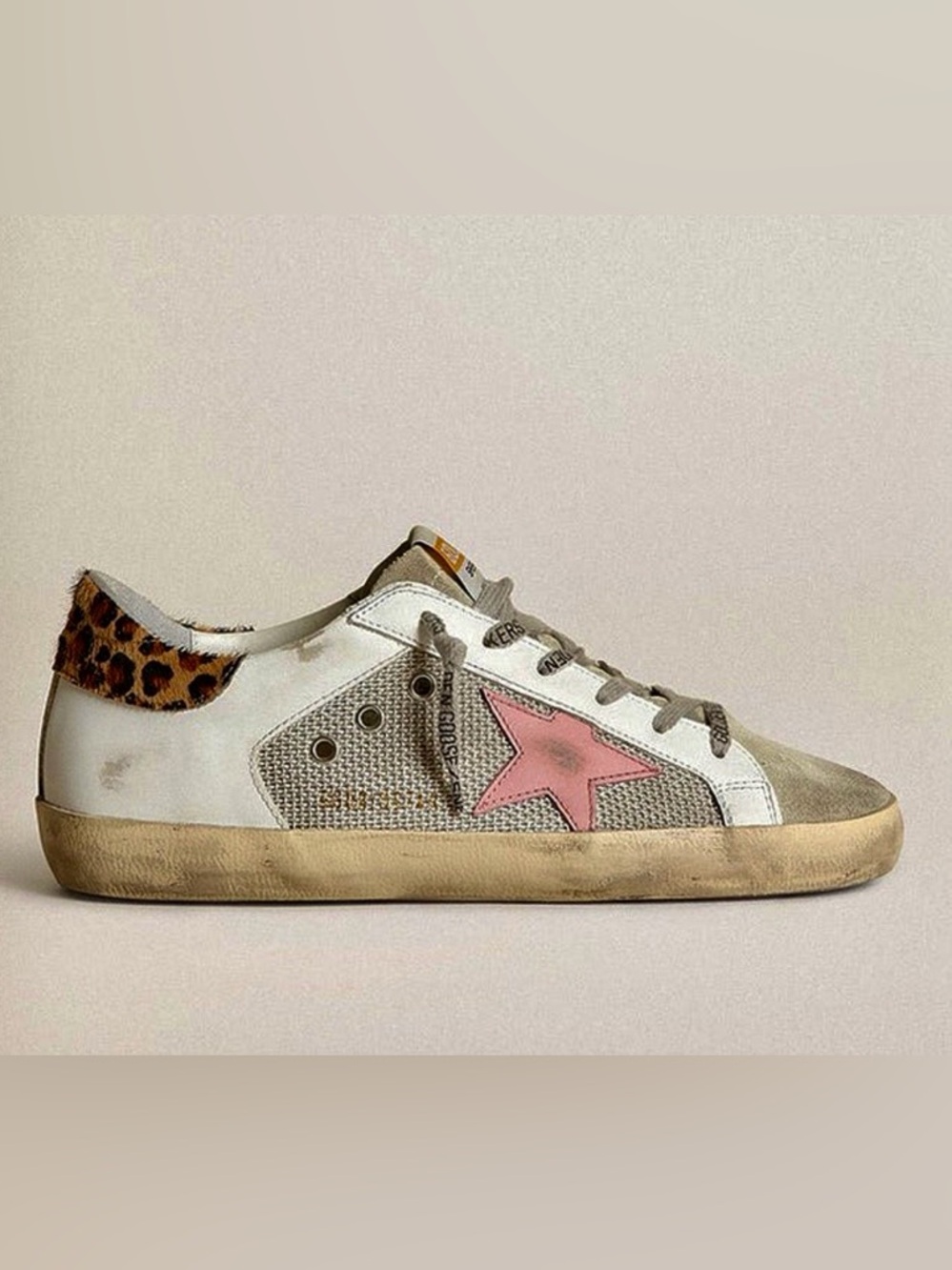 Golden Goose Superstar Suede Toe Leather Star Mini Leopard Horst Heel - Size 39